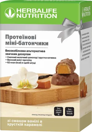 Протеїнові міні-батончики «Ваніль у хрусткій карамелі»