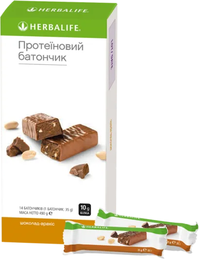 Протеїновий батончик «Шоколад-арахіс» — офіційне фото упаковки